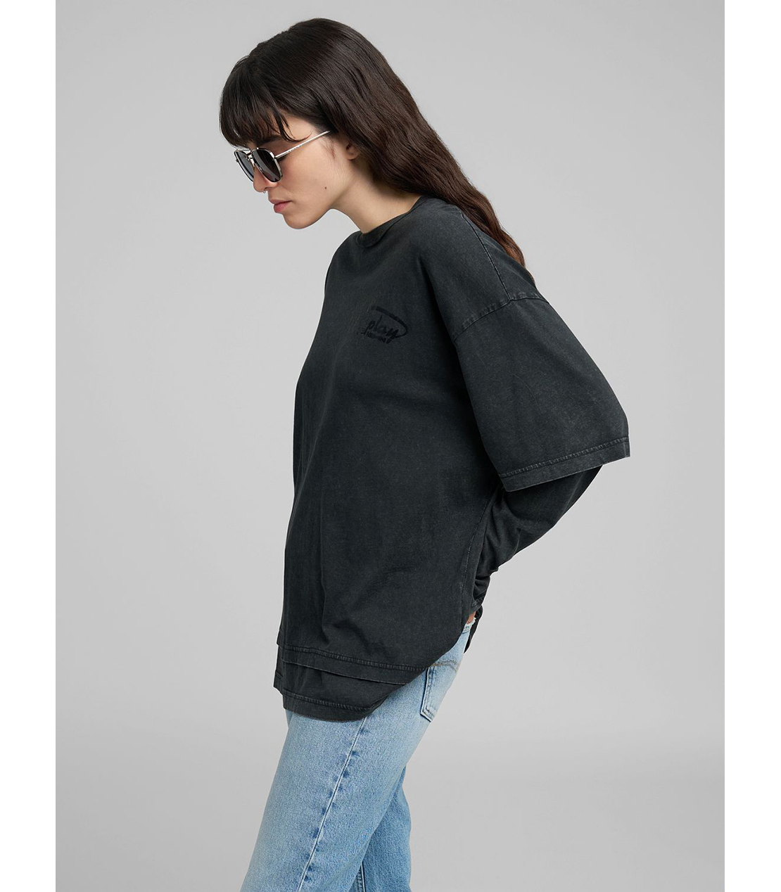 オーバーサイズ・ラウンドネックロングTシャツ 詳細画像 ブラックボード 4